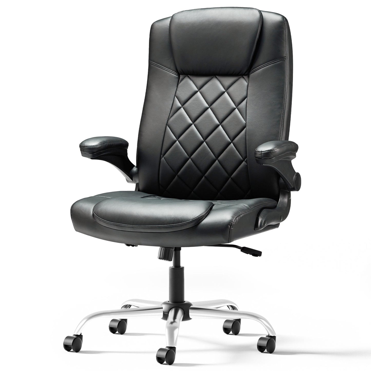 Ergonomic PU Leather Desk Chair with Lumbar Support, Adjustable Height