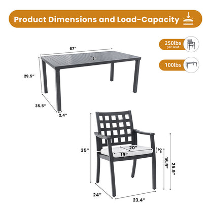 Alderon Black 7-Piece Aluminum Outdoor Dining Set with 6 Stationary Dining Chairs Sunbrella Cushions