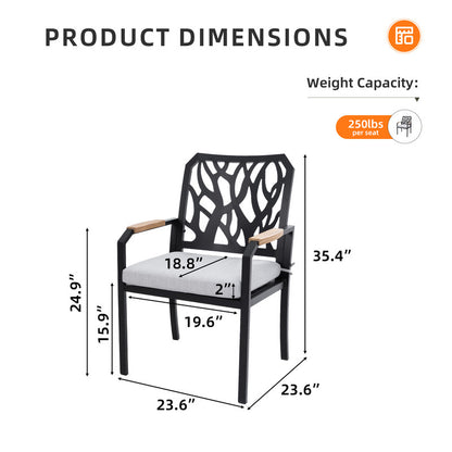 Arvello Aluminum Outdoor Dining Chair with Branch-Like Backrest Sunbrella Cushions (2-Pack)