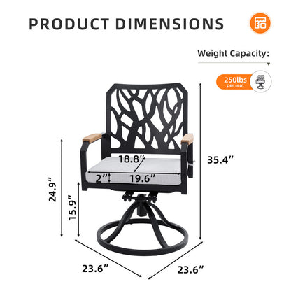 Arvello Aluminum Outdoor Swivel Rocker with Branch-Like Backrest Sunbrella Cushions (2-Pack)
