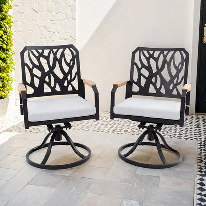 Arvello Aluminum Outdoor Swivel Rocker with Branch-Like Backrest Sunbrella Cushions (2-Pack)