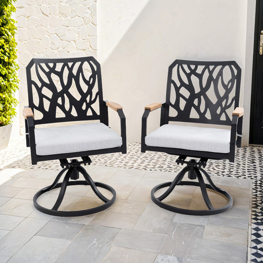 Arvello Aluminum Outdoor Swivel Rocker with Branch-Like Backrest Sunbrella Cushions (2-Pack)