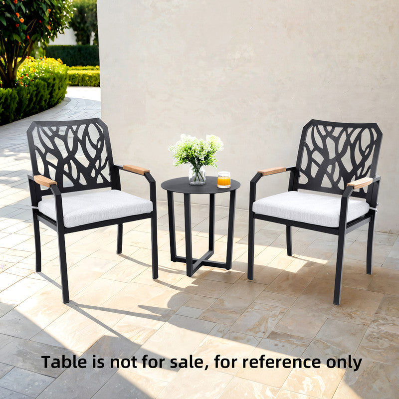 Arvello Aluminum Outdoor Dining Chair with Branch-Like Backrest Sunbrella Cushions (2-Pack)