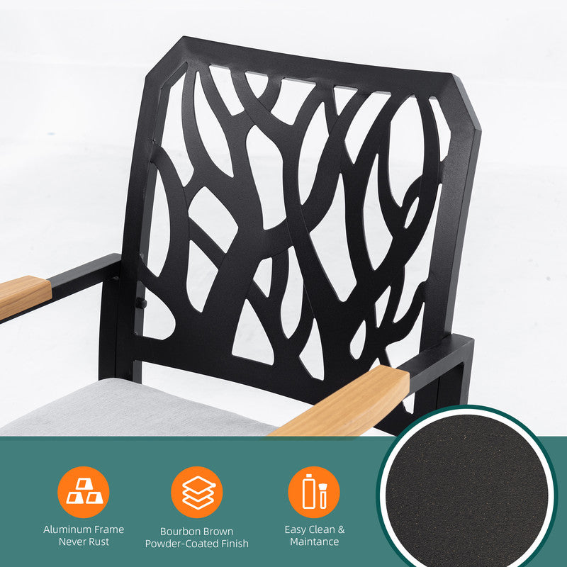 Arvello Aluminum Outdoor Swivel Rocker with Branch-Like Backrest Sunbrella Cushions (2-Pack)