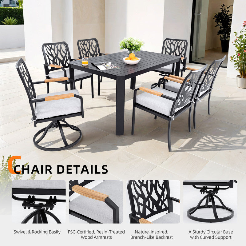 Arvello Aluminum Outdoor Swivel Rocker with Branch-Like Backrest Sunbrella Cushions (2-Pack)