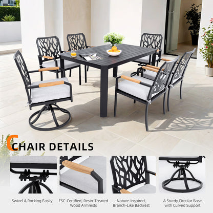 Arvello Aluminum Outdoor Swivel Rocker with Branch-Like Backrest Sunbrella Cushions (2-Pack)
