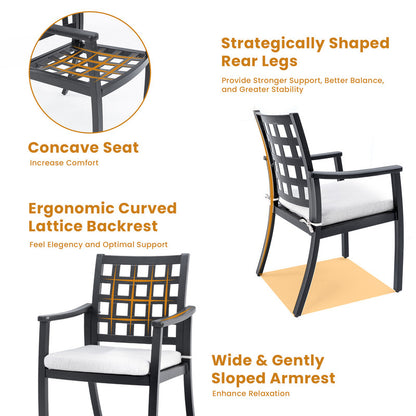 Alderon Black 7-Piece Aluminum Outdoor Dining Set with 6 Stationary Dining Chairs Sunbrella Cushions