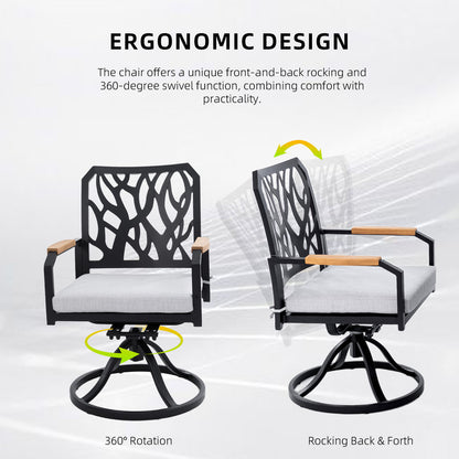 Arvello Aluminum Outdoor Swivel Rocker with Branch-Like Backrest Sunbrella Cushions (2-Pack)