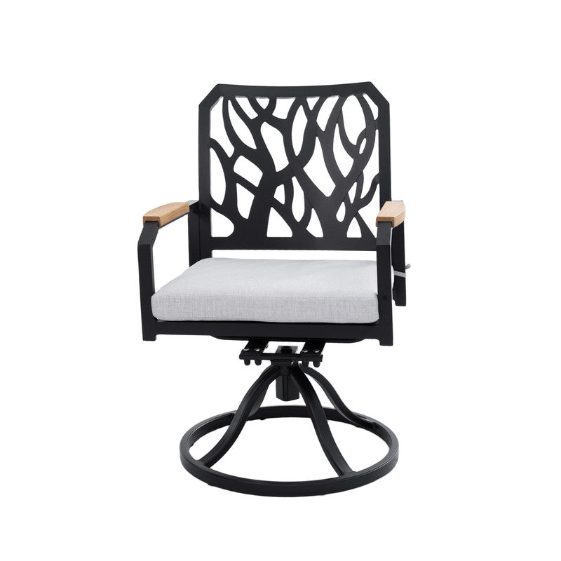 Arvello Aluminum Outdoor Swivel Rocker with Branch-Like Backrest Sunbrella Cushions (2-Pack)