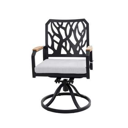 Arvello Aluminum Outdoor Swivel Rocker with Branch-Like Backrest Sunbrella Cushions (2-Pack)