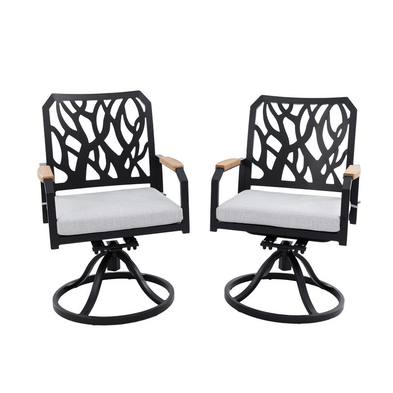 Arvello Aluminum Outdoor Swivel Rocker with Branch-Like Backrest Sunbrella Cushions (2-Pack)