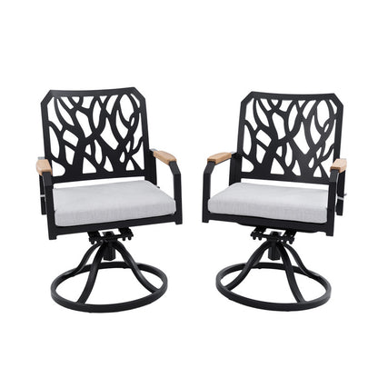 Arvello Aluminum Outdoor Swivel Rocker with Branch-Like Backrest Sunbrella Cushions (2-Pack)