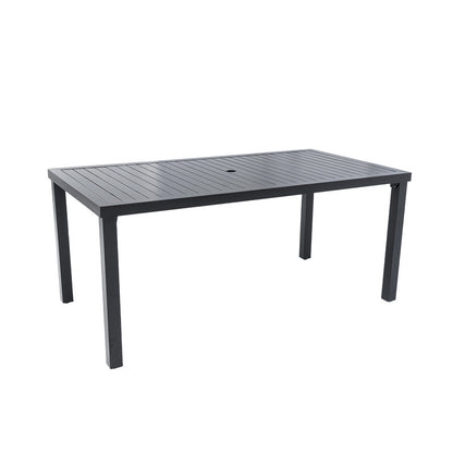 Alderon Rectangle Aluminum Outdoor Dining Table with Umbrella Hole