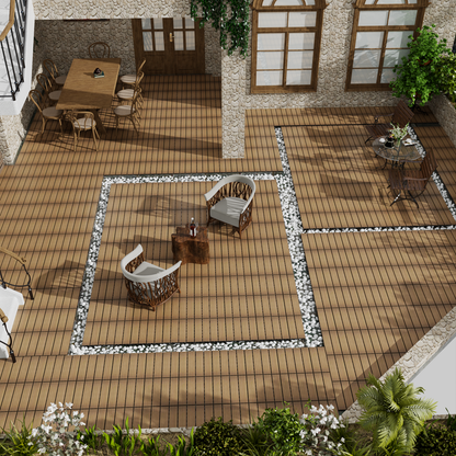 Oak Wood-Plastic Composite Patio Deck Tiles, 12 in. x 12 in. Interlocking Deck Tiles