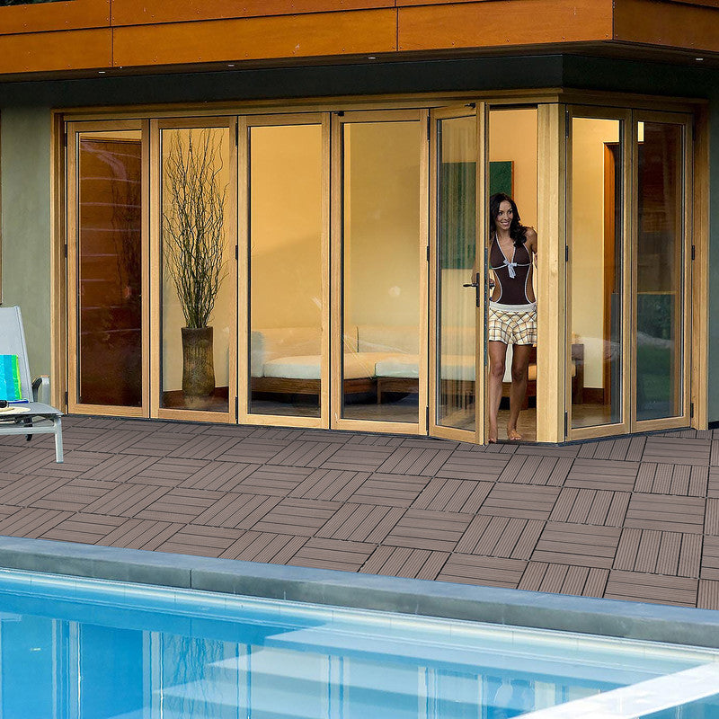 11.8 in. x 11.8 in. Interlocking Deck Tiles (Set of 20), Waterproof Wood Plastic Composite Outdoor Floor Tiles