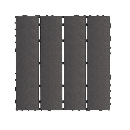 12 in. x 12 in. Plastic Interlocking Deck Tiles, Waterproof 4-slat Flooring Tile in Brown(44-Pack)