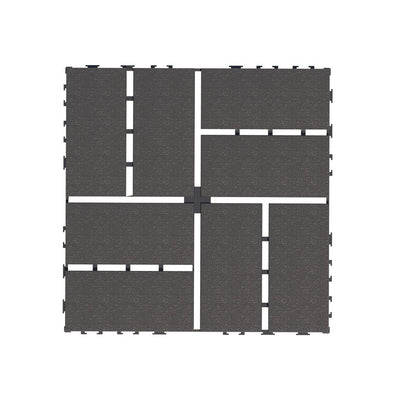 12 in. x 12 in. Plastic Interlocking Deck Tiles, Waterproof 8-slat Flooring Tile in Brown(44-Pack)