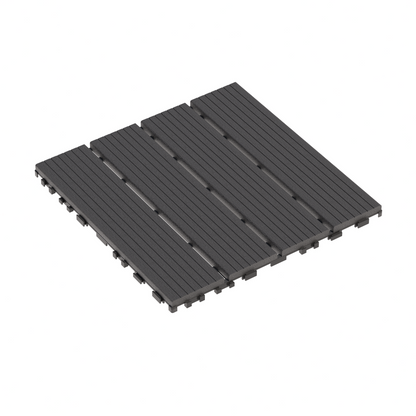 12 in. x 12 in. Plastic Interlocking Deck Tiles, 4-slat Outdoor Flooring Tile in Brown(44-Pack)