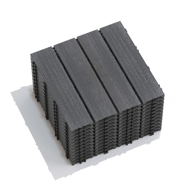 Wood-Plastic Composite Patio Deck Tiles, 12 in. x 12 in. Interlocking Deck Tiles in Grey