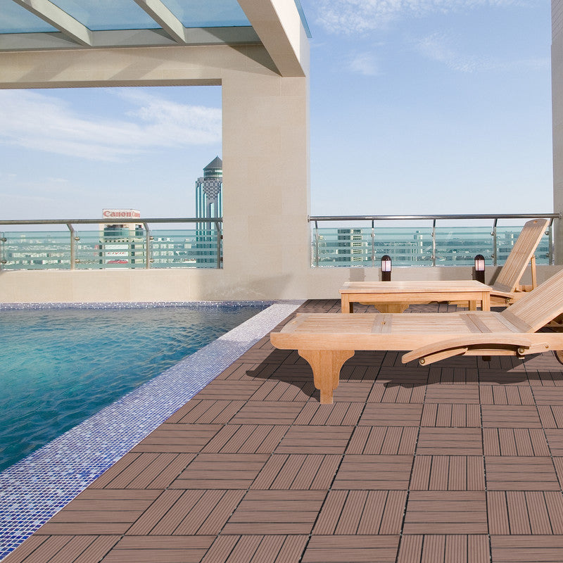 11.8 in. x 11.8 in. Interlocking Deck Tiles (Set of 20), Waterproof Wood Plastic Composite Outdoor Floor Tiles