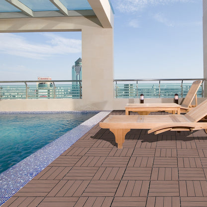 11.8 in. x 11.8 in. Interlocking Deck Tiles (Set of 20), Waterproof Wood Plastic Composite Outdoor Floor Tiles