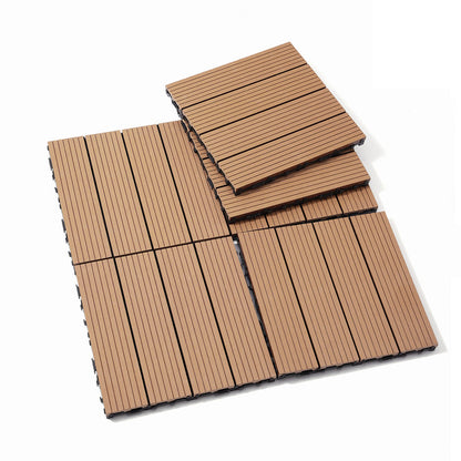 11.8 in. x 11.8 in. Interlocking Deck Tiles (Set of 20), Waterproof Wood Plastic Composite Outdoor Floor Tiles