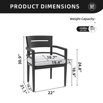 Cavallo Black Aluminum Outdoor Dining Chair with Sunbrella Cushions (4-Pack)