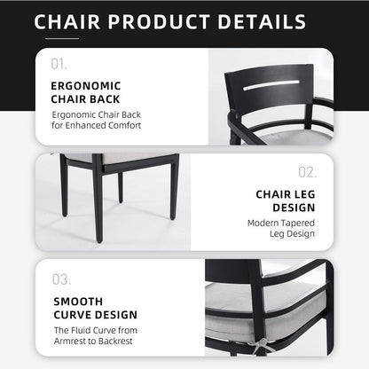 Cavallo Black Aluminum Outdoor Dining Chair with Sunbrella Cushions (4-Pack)