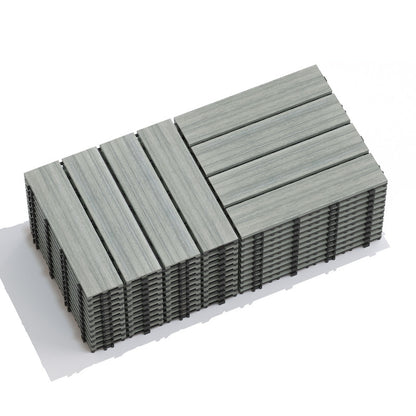 Wood-Plastic Composite Patio Deck Tiles, 12 in. x 12 in. Interlocking Deck Tiles in Light Grey