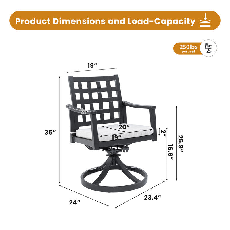 Alderon Cast Aluminum Outdoor Swivel Rocker with Sunbrella Cushions (2-Pack)