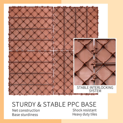 1ft. x 1ft. Patio Plastic Interlocking Deck Tiles, Deck Tiles Interlocking Outdoor All Weather (44 per Case)