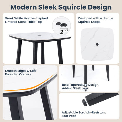 Barvallo Rounded-Square Aluminum Outdoor Bistro Table with Sintered Stone Tabletop and Umbrella Hole