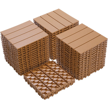 1ft. x 1ft. Patio Plastic Interlocking Deck Tiles, Deck Tiles Interlocking Outdoor All Weather (44 per Case)