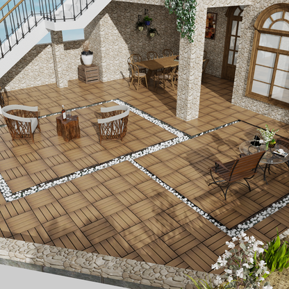Oak Wood-Plastic Composite Patio Deck Tiles, 12 in. x 12 in. Interlocking Deck Tiles