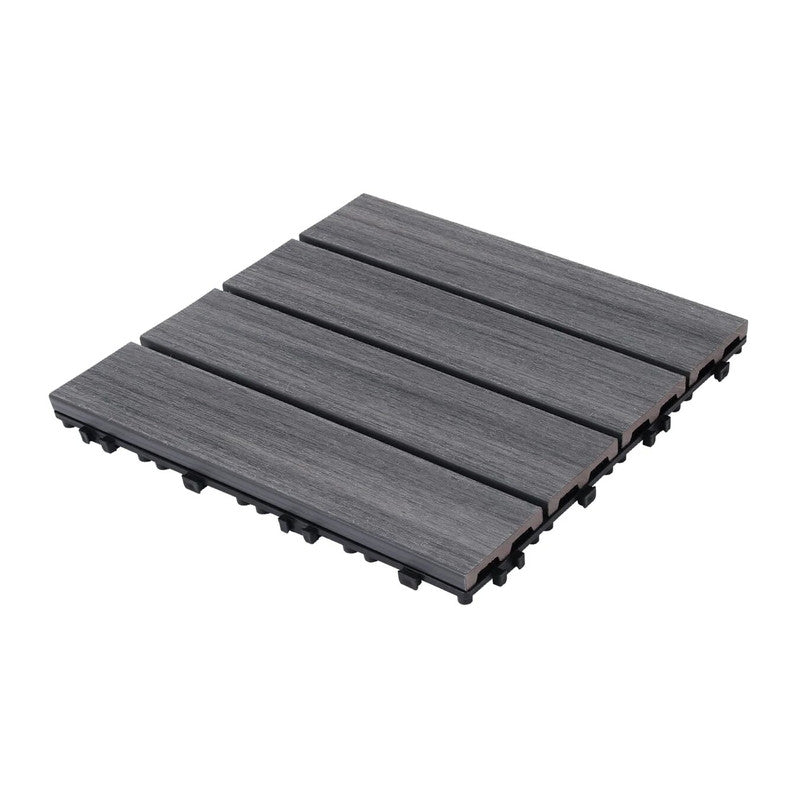 Wood-Plastic Composite Patio Deck Tiles, 12 in. x 12 in. Interlocking Deck Tiles in Grey