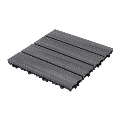 Wood-Plastic Composite Patio Deck Tiles, 12 in. x 12 in. Interlocking Deck Tiles in Grey