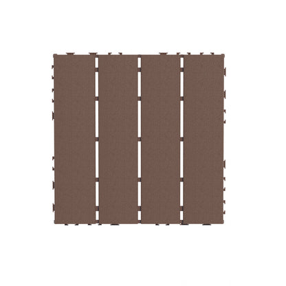 12 in. x 12 in. Plastic Interlocking Deck Tiles, Waterproof 4-slat Flooring Tile in Brown(44-Pack)