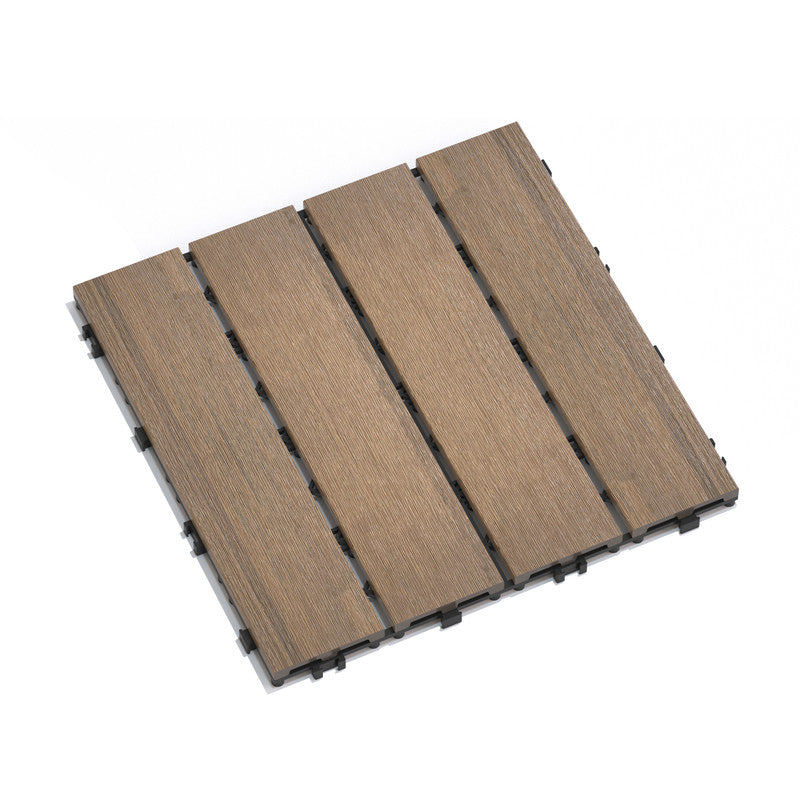 Oak Wood-Plastic Composite Patio Deck Tiles, 12 in. x 12 in. Interlocking Deck Tiles