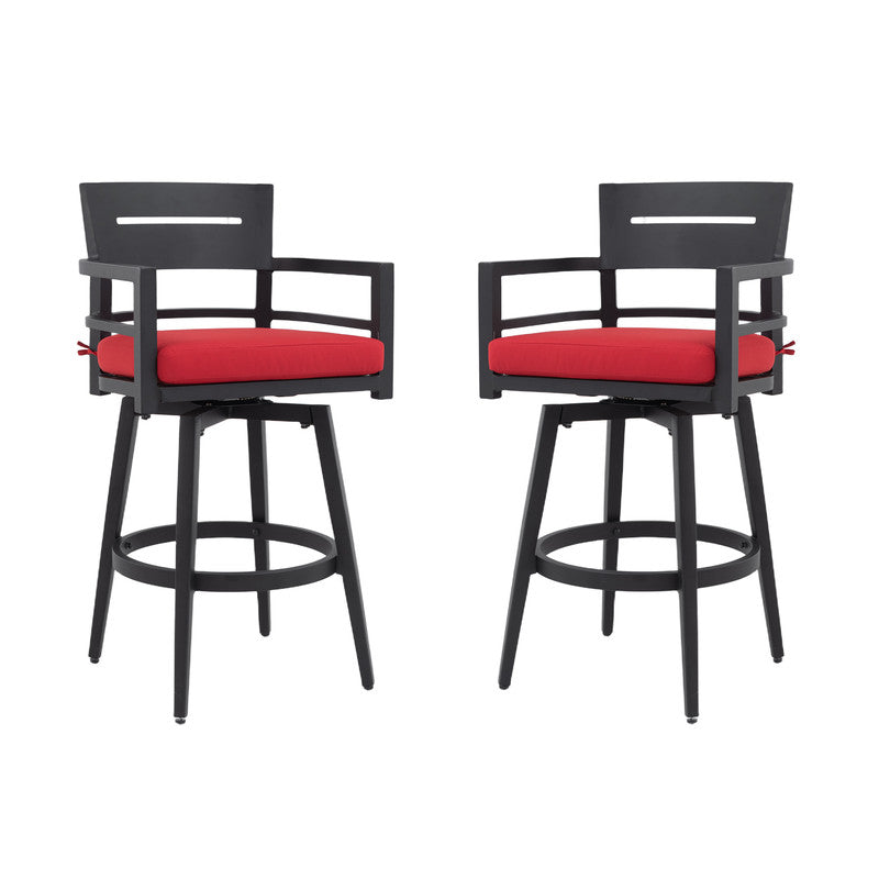 Barvallo Swivel Aluminum Outdoor Bar Stool with Sunbrella Cast Silver Cushion (2-Pack)