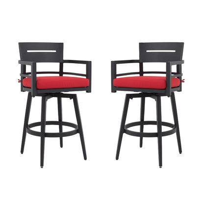 Barvallo Swivel Aluminum Outdoor Bar Stool with Sunbrella Cast Silver Cushion (2-Pack)
