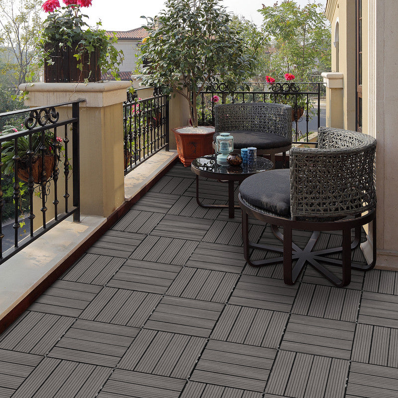 11.8 in. x 11.8 in. Interlocking Deck Tiles (Set of 20), Waterproof Wood Plastic Composite Outdoor Floor Tiles
